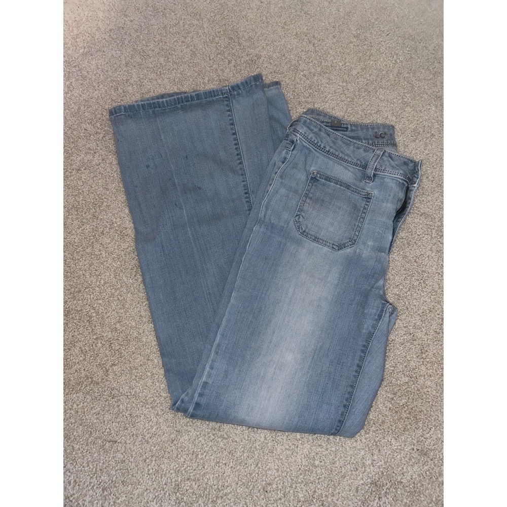 LC Lauren Conrad Womens Light Wash Flare Leg Jeans Blue Patch Pockets Size 8